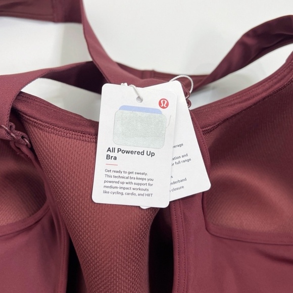 Lululemon NWT All Powered Up Bra *Medium Support, A-G Cups Red Merlot - Picture 6 of 10